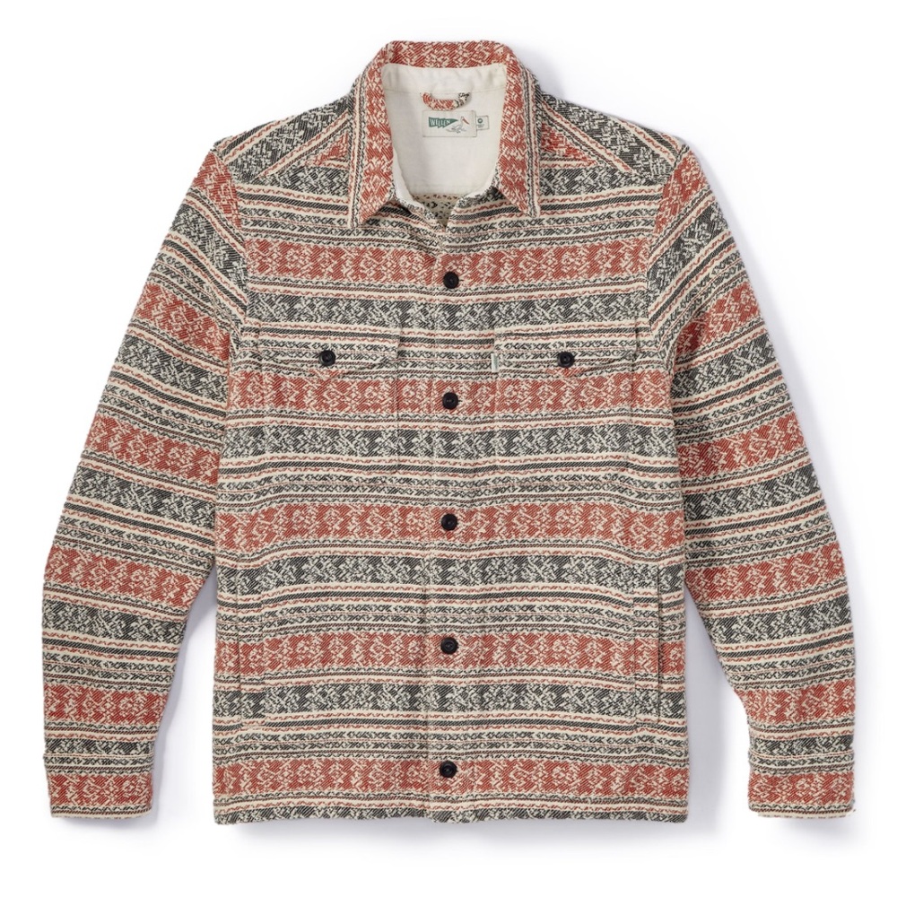 Wellen: Jacquard Overshirt in Red Stripe